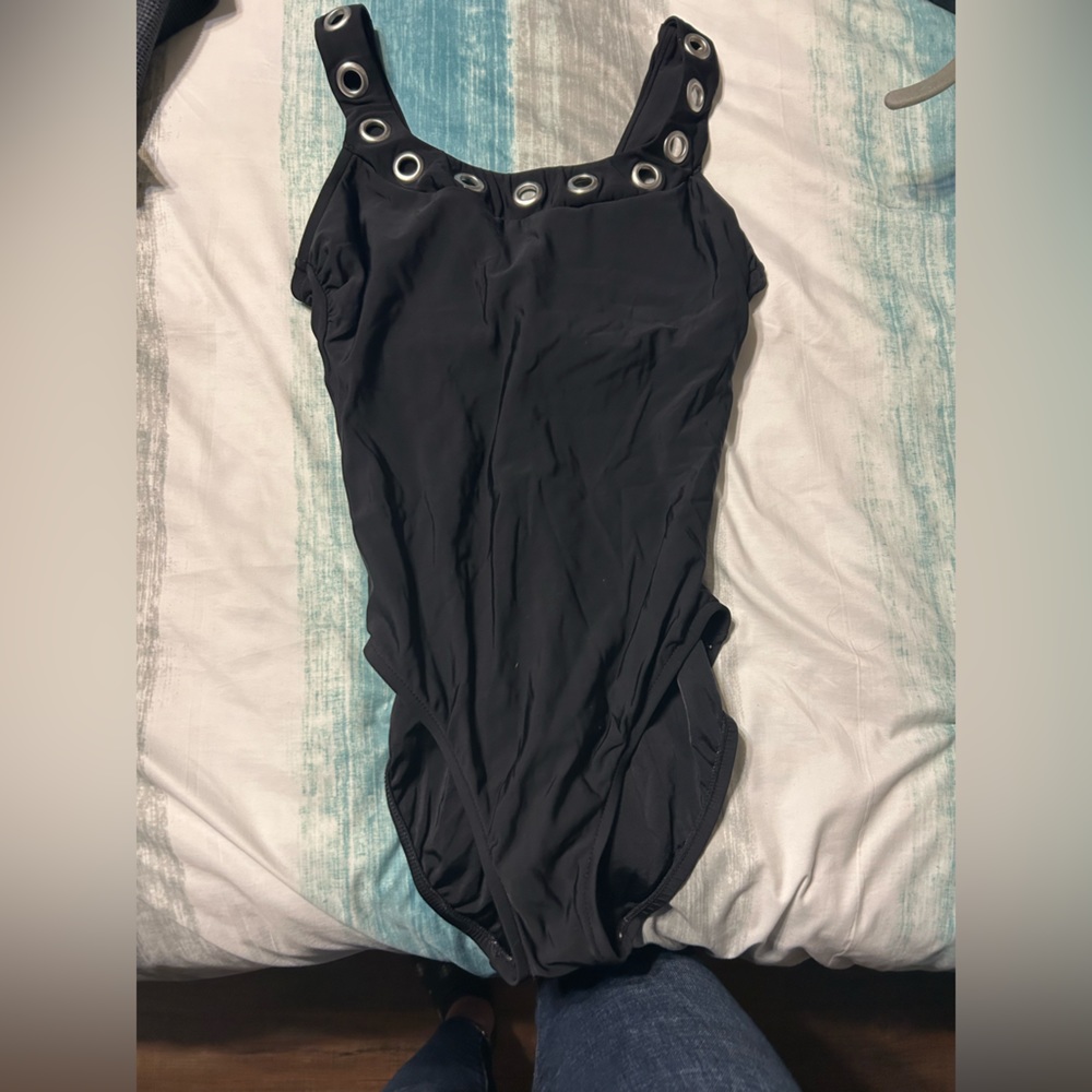 Aqua Green Small Black Swimsuit